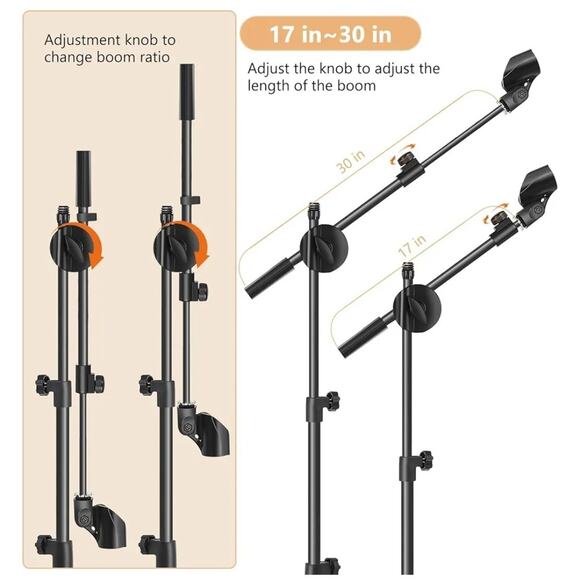 Mic Stand, 6 in 1 Microphone Stand, Floor Boom Mic Stand, Support Boom By Ramzi - Picture 4 of 6